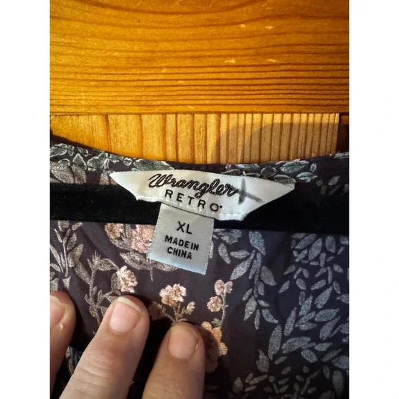 Wrangler Retro Floral Print Tiered Ruffle Dress Womens XL Long Sleeve - Picture 7 of 9